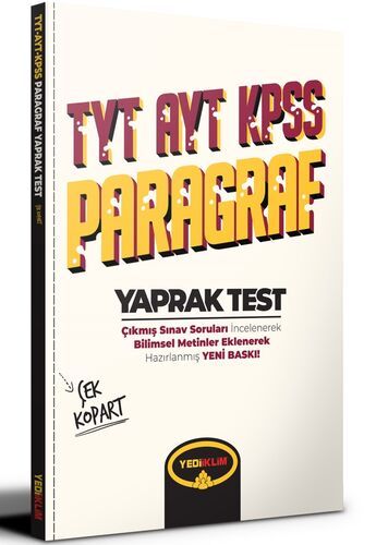 Yediiklim Yayınları Tyt Ayt Kpss Paragraf Çek Kopart Yaprak Test