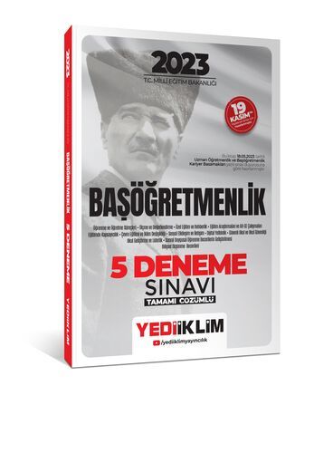 Yediiklim Yayınları 2023 T.C. Millî Eğitim Bakanlığı Başöğretmenlik 5 Deneme Sınavı Tamamı Çözümlü