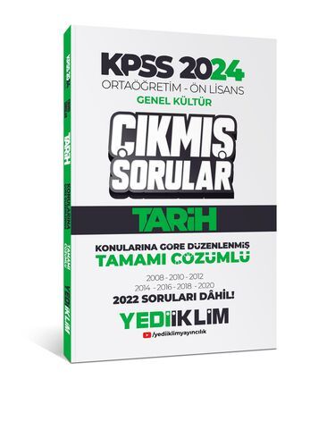 Yediiklim Yayınları KPSS 2024 Ortaöğretim-Önlisans Tarih Konularına Göre  Çıkmış Sorular