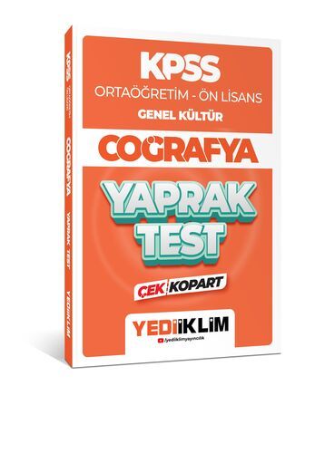 Yediiklim Yayınları 2024 KPSS Ortaöğretim - Ön Lisans Genel Kültür Coğrafya Çek Kopart Yaprak Test