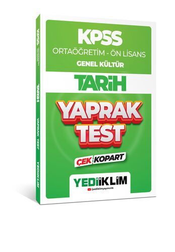 Yediiklim Yayınları 2024 KPSS Ortaöğretim - Ön Lisans Genel Kültür Tarih Çek Kopart Yaprak Test