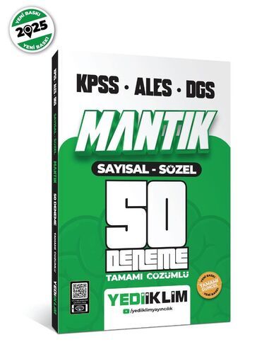 Yediiklim Yayınları 2024 KPSS - ALES - DGS Mantık Sayısal Sözel Tamamı Çözümlü 50 Deneme