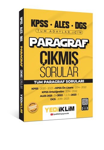 Yediiklim Yayınları 2024 KPSS ALES DGS Paragraf Konularına Göre  Çıkmış Sorular  