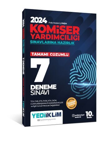 Yediiklim Yayınları 2024 Polis Meslek İçi PAEM Komiser Yardımcılığı Sınavlarına Hazırlık Tamamı Çözümlü 7 Deneme Sınavı