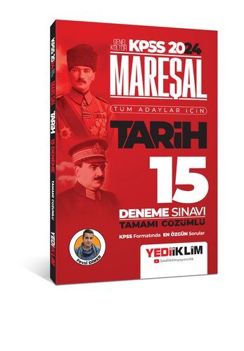 Yediiklim Yayınları 2024 KPSS Mareşal Genel Kültür Tarih Tüm Adaylar İçin Tamamı Çözümlü 15 Deneme Sınavı