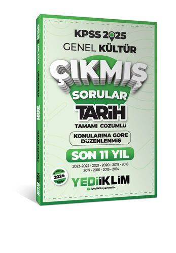 Yediiklim Yayınları 2025 KPSS Genel Kültür Lisans Tarih Konularına Göre Tamamı Çözümlü Son 11 Yıl Çıkmış Sorular