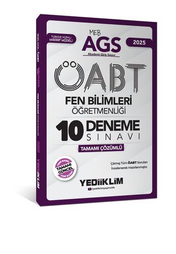 Yediiklim Yayınları 2025 MEB AGS ÖABT Fen Bilimleri Öğretmenliği Tamamı Çözümlü 10 Deneme Sınavı