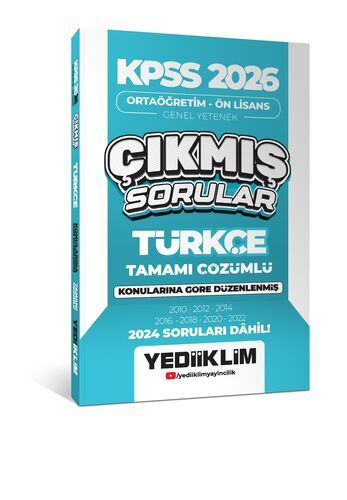 Yediiklim Yayınları KPSS 2026 Ortaöğretim-Önlisans Türkçe Konularına Göre Çıkmış Sorular(2024 soruları dahil)