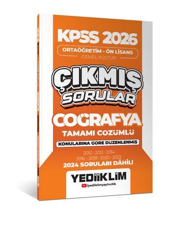 Yediiklim Yayınları KPSS 2026 Ortaöğretim-Önlisans Coğrafya Konularına Göre Çıkmış Sorular(2024 soruları dahil)
