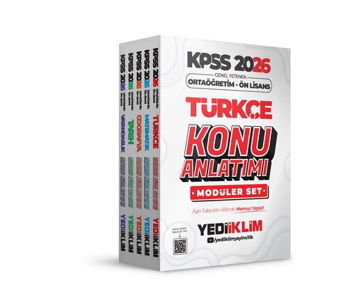 Yediiklim Yayınları 2026 KPSS Ortaöğretim Ön Lisans Genel Yetenek Genel Kültür Konu Anlatımı Modüler Set