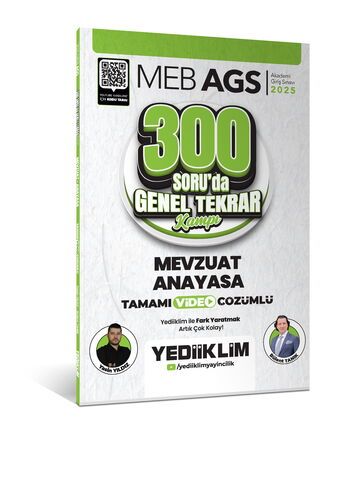 Yediiklim Yayınları 2025 MEB AGS Mevzuat Anayasa 300 Soruda Tamamı Video Çözümlü Genel Tekrar Kamp