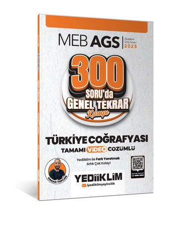 Yediiklim Yayınları 2025 MEB AGS Türkiye Coğrafyası 300 Soruda Tamamı Video Çözümlü Genel Tekrar Kampı