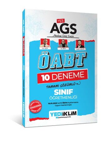 Yediiklim Yayınları 2025 MEB AGS ÖABT Sınıf Öğretmenliği Tamamı Çözümlü 10 Deneme Sınavı