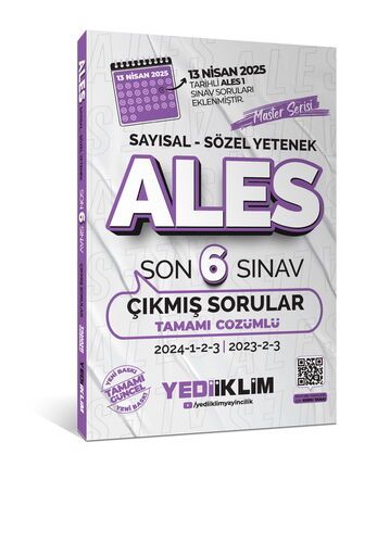 Yediiklim Yayınları ALES Master Serisi Sayısal - Sözel Yetenek Tamamı Çözümlü Son 6 Sınav Çıkmış Sorular (13 Nisan 2025 Ales-1 E