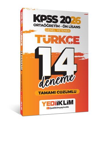 Yediiklim Yayınları 2026 KPSS Ortaöğretim Ön Lisans Genel Yetenek Türkçe Tamamı Çözümlü 14 Deneme