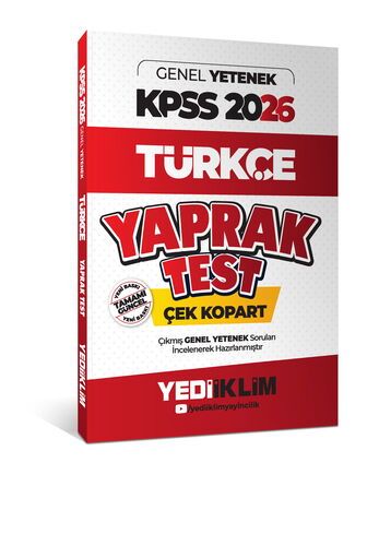 Yediiklim Yayınları 2026 KPSS Genel Yetenek Türkçe Çek Kopart Yaprak Test