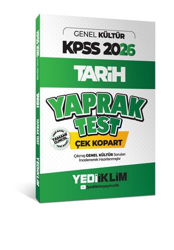 Yediiklim Yayınları 2026 KPSS-AGS Genel Kültür Tarih Çek Kopart Yaprak Test