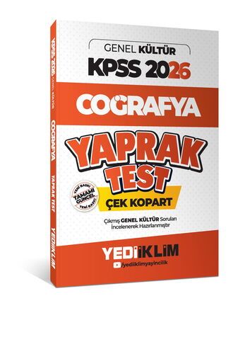 Yediiklim Yayınları 2026 KPSS-AGS Genel Kültür Coğrafya Çek Kopart Yaprak Test