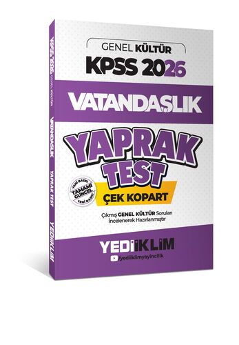 Yediiklim Yayınları 2026 KPSS Genel Kültür Vatandaşlık Çek Kopart Yaprak Test