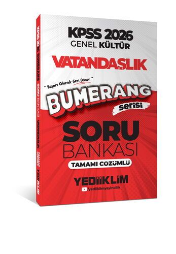 Yediiklim Yayınları 2026 KPSS Genel Kültür Bumerang Vatandaşlık Tamamı Çözümlü Soru Bankası