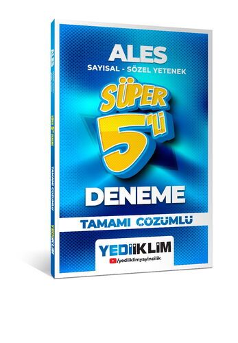 Yediiklim Yayınları 2026 ALES Sayısal - Sözel Yetenek Tamamı Çözümlü Süper 5`li Deneme 