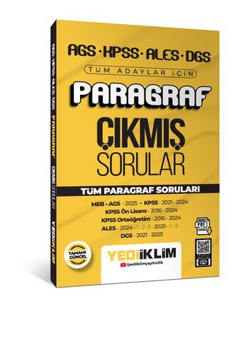 Yediiklim Yayınları AGS KPSS ALES DGS Tüm Adaylar İçin Paragraf Tamamı PDF Çözümlü Tüm Paragraf Soruları Çıkmış Sorular