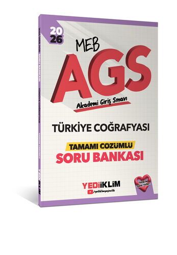 Yediiklim Yayınları 2026 MEB AGS Türkiye Coğrafyası Tamamı Çözümlü Soru Bankası 