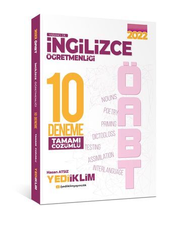 Yediiklim Yayınları 2022 ÖABT İngilizce Öğretmenliği Tamamı Çözümlü 10 Deneme