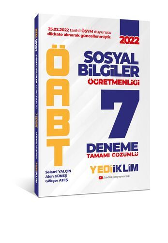 Yediiklim Yayınları 2022 ÖABT Sosyal Bilgiler Öğretmenliği Tamamı Çözümlü 7 Deneme