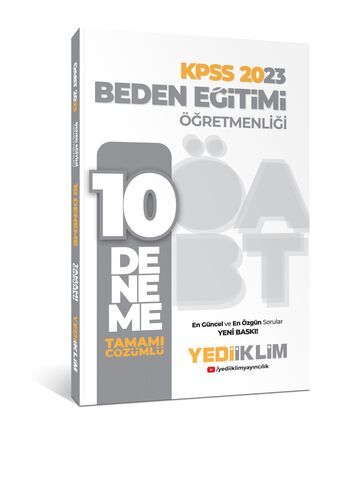 Yediiklim Yayınları 2023 ÖABT Beden Eğitimi Öğretmenliği Tamamı Çözümlü 10 Deneme