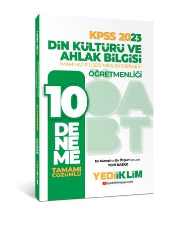 Yediiklim Yayınları 2023 ÖABT Din Kültürü ve Ahlak Bilgisi Öğretmenliği Tamamı Çözümlü 10 Deneme