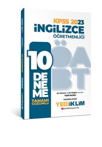 Yediiklim Yayınları 2023 ÖABT İngilizce Öğretmenliği Tamamı Çözümlü 10 Deneme