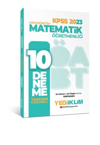 Yediiklim Yayınları 2023 ÖABT Ortaöğretim Matematik Öğretmenliği Tamamı Çözümlü 10 Deneme