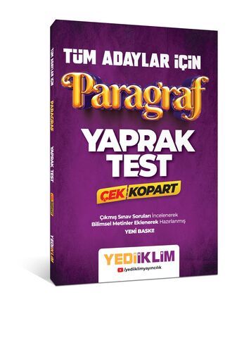 Yediiklim Yayınları Tüm Adaylar İçin Paragraf Çek Kopart Yaprak Test