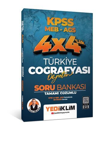 Yediiklim Yayınları 2025 KPSS MEB AGS 4X4 Öğreten Türkiye Coğrafyası Tamamı Çözümlü Soru Bankası