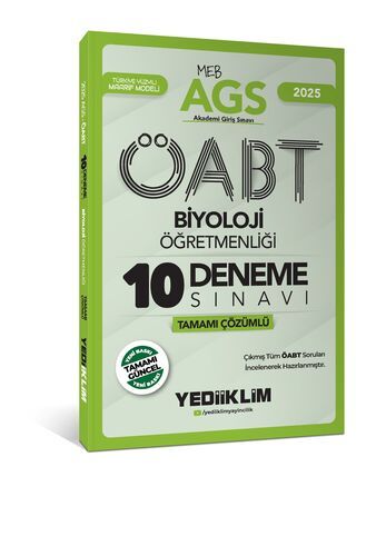Yediiklim Yayınları 2025 MEB AGS ÖABT Biyoloji Öğretmenliği Tamamı Çözümlü 10 Deneme Sınavı