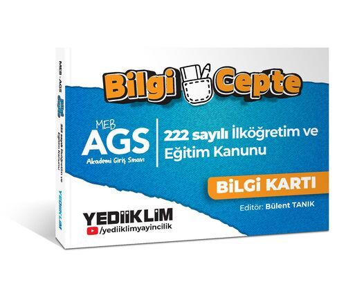 Yediiklim Yayınları MEB AGS Bilgi Cepte 222 Sayılı İlköğretim ve Eğitim Kanunu Bilgi Kartı (Soru-Cevap)