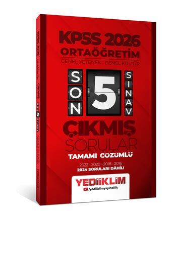 Yediiklim Yayınları 2026 Ortaöğretim Genel Yetenek - Genel Kültür Tamamı Çözümlü Son 5 Sınav Çıkmış Sorular (2024 Soruları Dahil