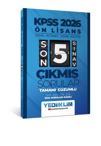 Yediiklim Yayınları 2026 Ön Lisans Genel Yetenek - Genel Kültür Tamamı Çözümlü Son 5 Sınav Çıkmış Sorular (2024 Soruları Dahil)