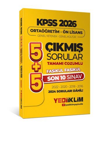 Yediiklim Yayınları 2026 Ortaöğretim-Önlisans Genel Yetenek Genel Kültür 5+5 Tamamı Çözümlü Son 10 Sınav Fasikül Fasikül Çıkmış