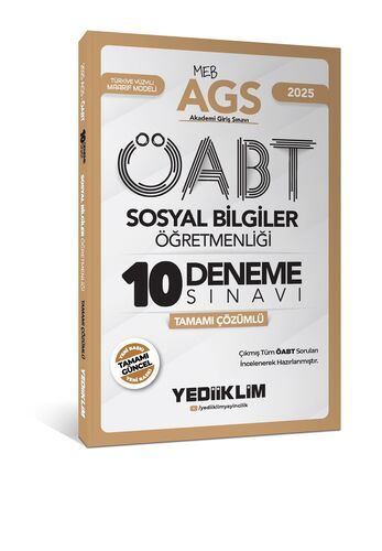Yediiklim Yayınları 2025 MEB AGS ÖABT Sosyal Bilgiler Öğretmenliği Tamamı Çözümlü 10 Deneme Sınavı