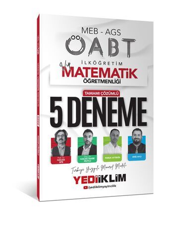 Yediiklim Yayınları 2025 MEB AGS ÖABT VİP İlköğretim Matematik Öğretmenliği Tamamı Çözümlü 5 Deneme Sınavı