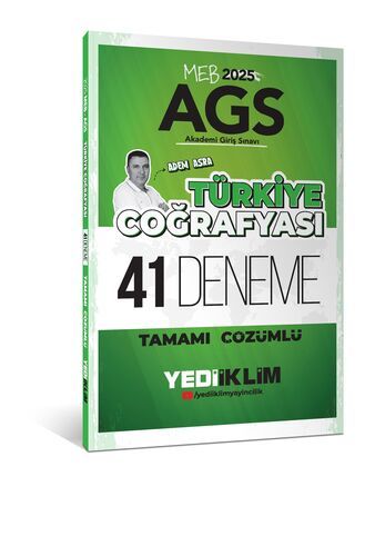 Yediiklim Yayınları 2025 MEB AGS Türkiye Coğrafyası Tamamı Çözümlü 41 Deneme