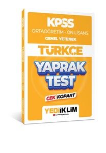 Yediiklim Yayınları 2024 KPSS Ortaöğretim - Ön Lisans Genel Yetenek Türkçe Çek Kopart Yaprak Test #1