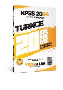 Yediiklim Yayınları 2024 KPSS Genel Yetenek Türkçe Tamamı Çözümlü 20 Deneme #1