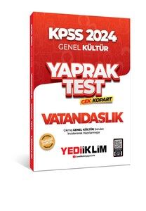 Yediiklim Yayınları 2024 KPSS Genel Kültür Vatandaşlık Çek Kopart Yaprak Test #1