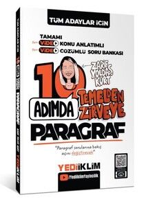 Yediiklim Yayınları Tüm Adaylar İçin 10 Adımda Paragraf Video Konu Anlatımlı ve Video Çözümlü Soru Bankası #1