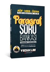 Yediiklim Yayınları 2022 AÖF MEB ÖSYM Tüm Adaylar İçin Paragraf Tamamı Çözümlü Soru Bankası #1