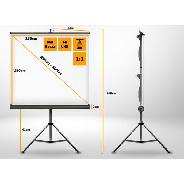 180x180cm 100 inc Tripod Projeksiyon Perdesi #3