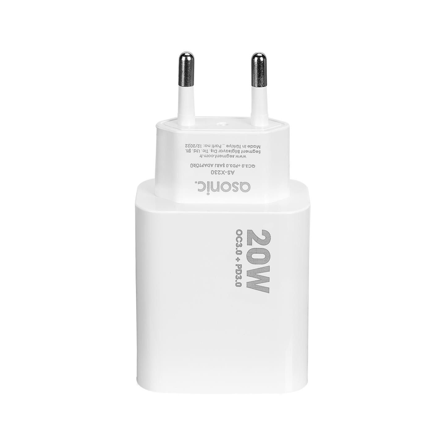 Asonic AS-X230 20W PD3.0+QC3.0 Hızlı Şarj Adaptörü #4